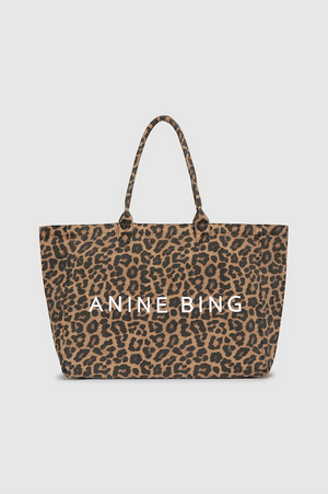 LEO CANVAS TOTE - BLACK AND BROWN LEOPARD