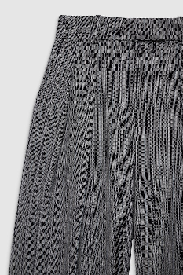 LOU TROUSER - BLACK AND GREY STRIPE