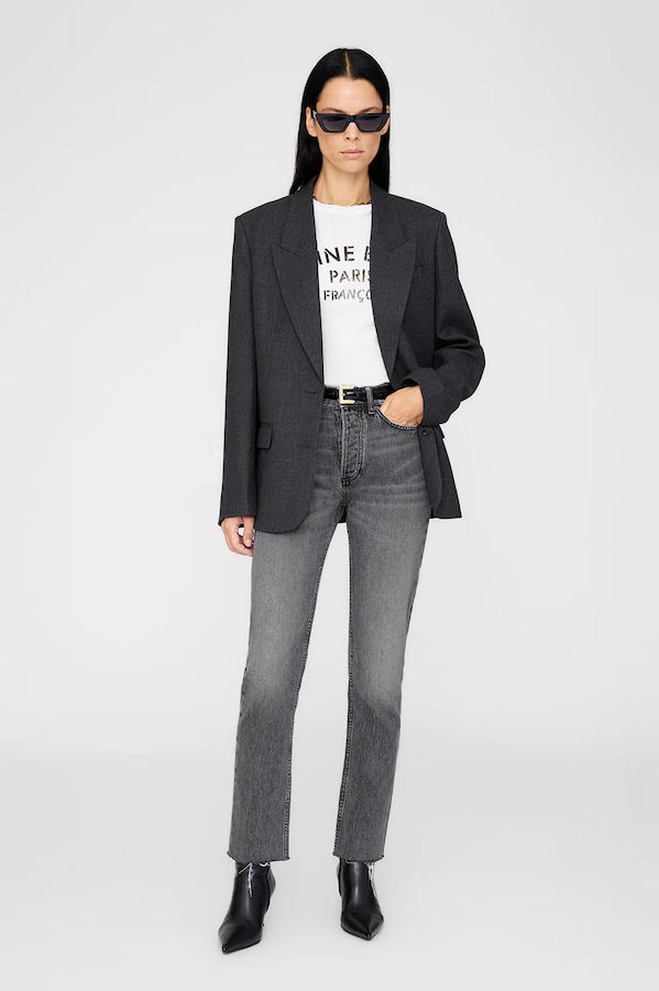 ROSS SINGLE BREASTED BLAZER - DARK HEATHER GREY