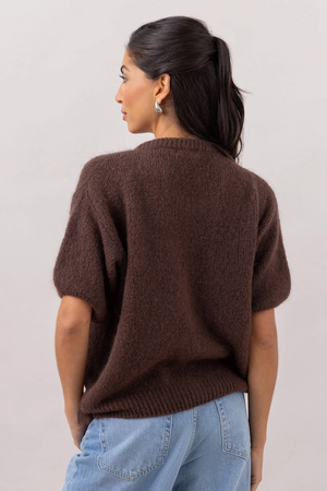 GABI ZIP CARDIGAN - ESPRESSO