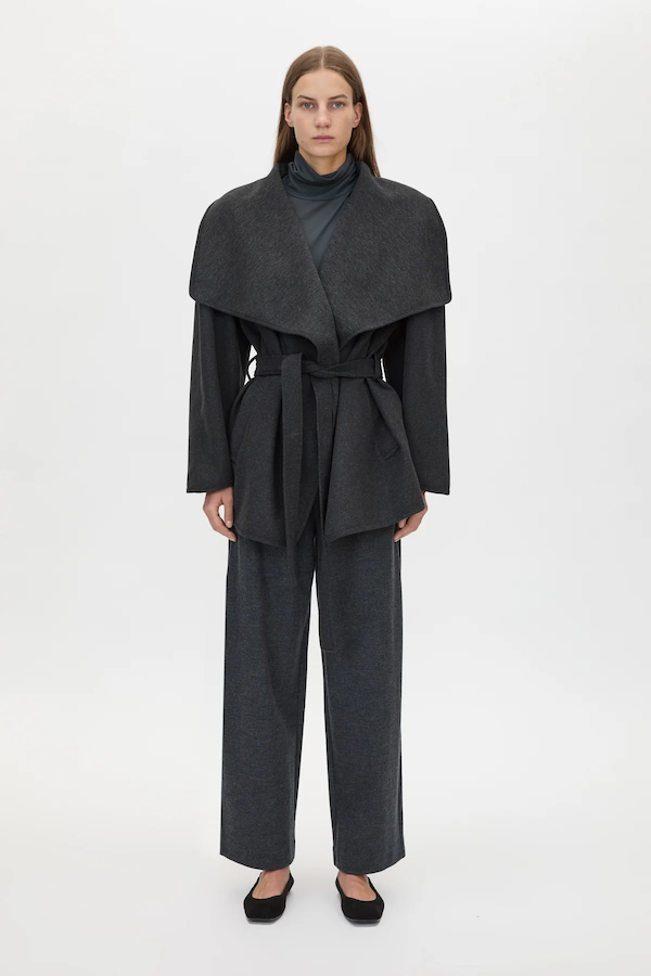 AUDREY WRAP JACKET - CHARCOAL