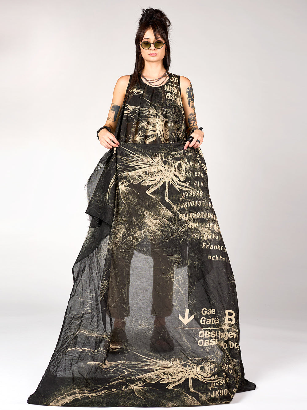 AVISTO SCARF - BLACK ALL OVER PRINT