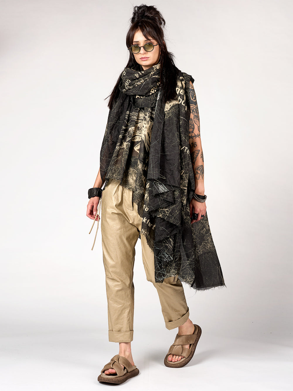 AVISTO SCARF - BLACK ALL OVER PRINT