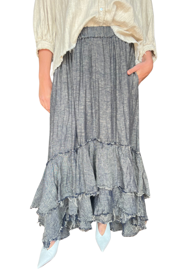 SWAN SKIRT (LINEN) GAUZE GREY