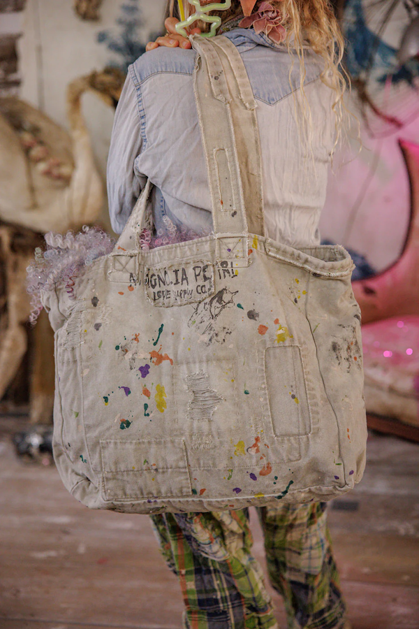 HAND-PAINTED ROSE TOTE BAG - BAG 096