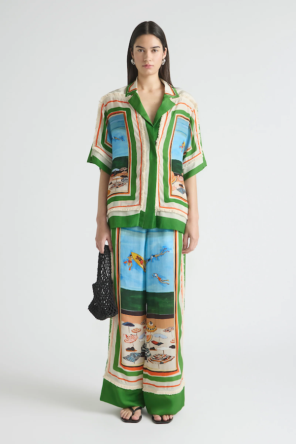 RIPPLE EFFECT FRINGED OVERSIZED SHIRT