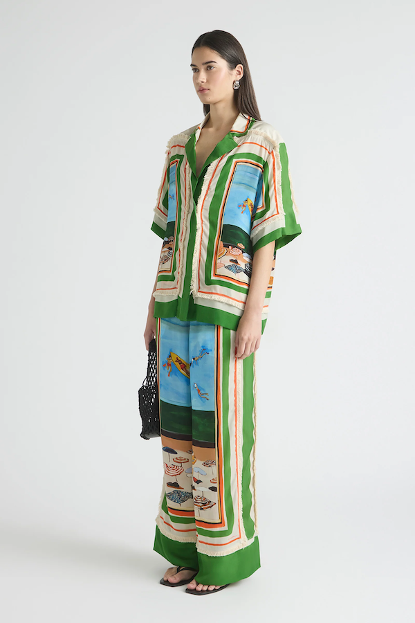 RIPPLE EFFECT FRINGED OVERSIZED SHIRT