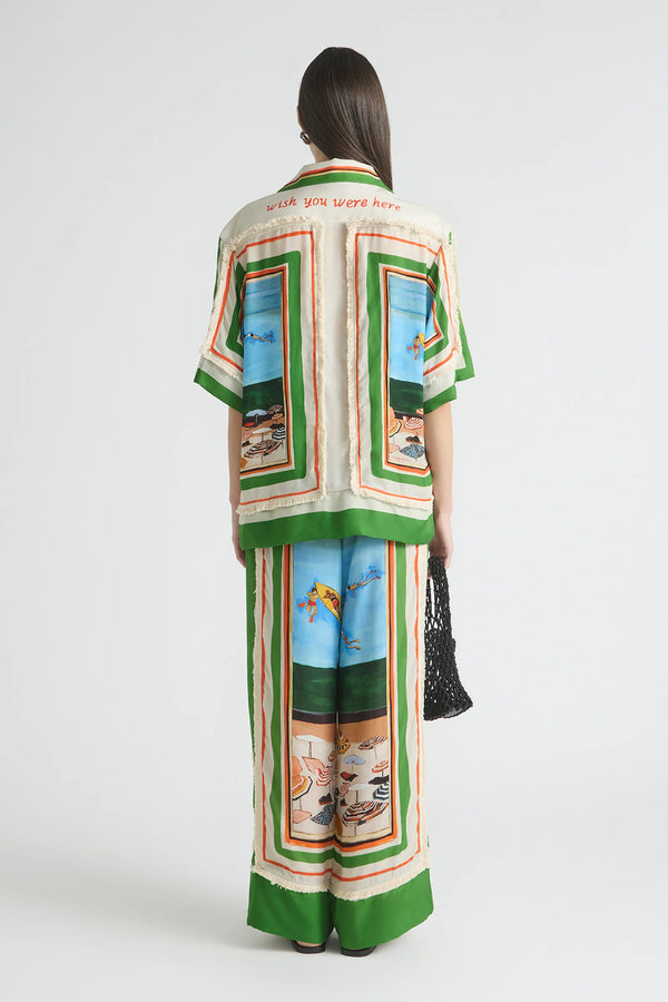 RIPPLE EFFECT FRINGED OVERSIZED SHIRT