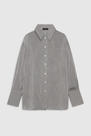 BRIDGET SHIRT - WHITE AND BLACK MINI STRIPE