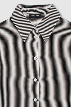 BRIDGET SHIRT - WHITE AND BLACK MINI STRIPE