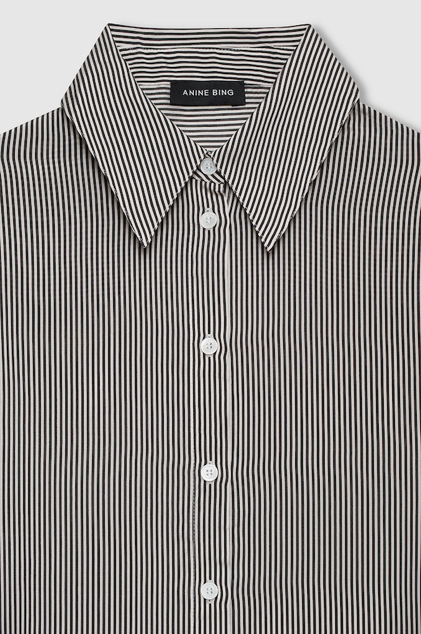 BRIDGET SHIRT - WHITE AND BLACK MINI STRIPE