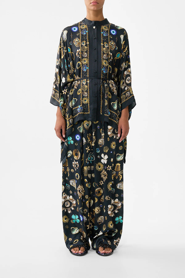 BUTTON THROUGH SCARF BLOUSE