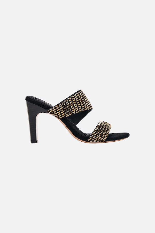 SARA SNAKE BLOCK HEEL MULE