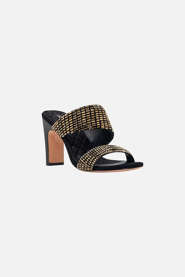 SARA SNAKE BLOCK HEEL MULE