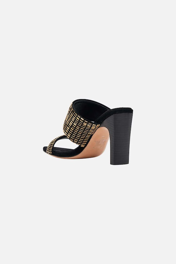 SARA SNAKE BLOCK HEEL MULE