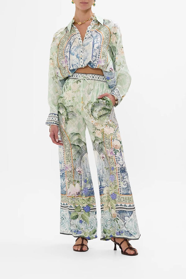 LONG LINE SHIRT WITH YOKE AND BUTTON DETAIL