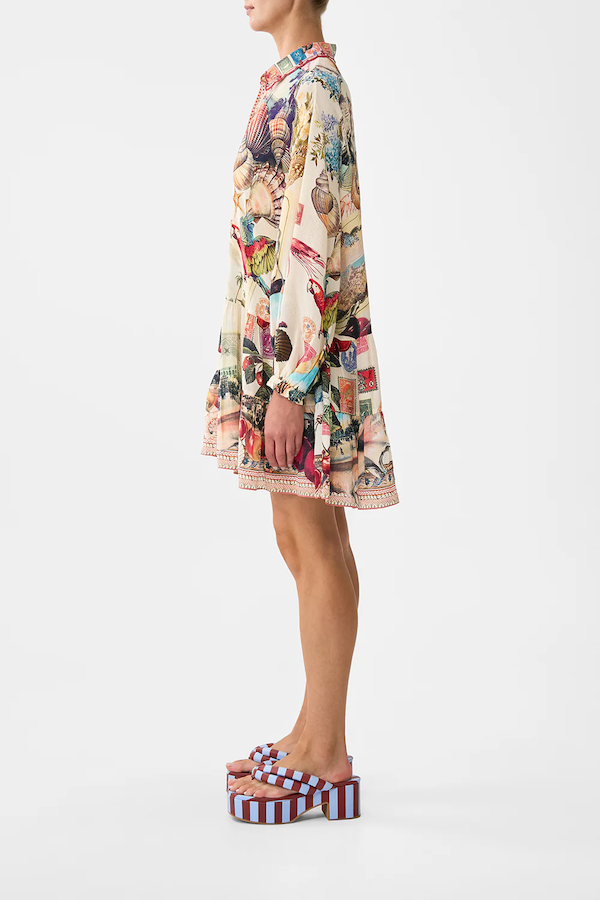 LONG SLEEVE TIERED SHORT DRESS