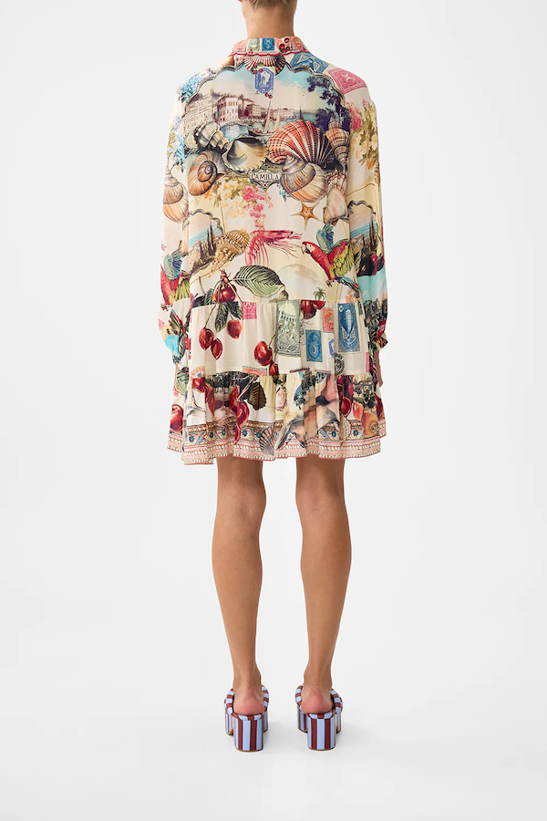 LONG SLEEVE TIERED SHORT DRESS