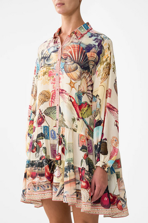 LONG SLEEVE TIERED SHORT DRESS