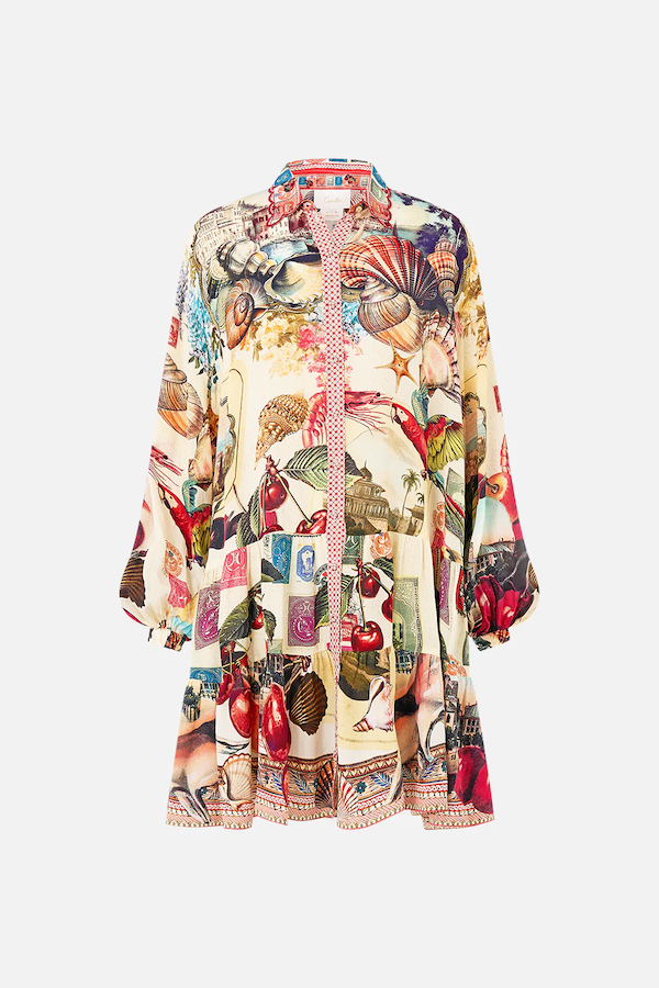 LONG SLEEVE TIERED SHORT DRESS