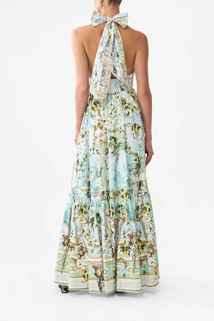 RUFFLE HEM HALTER DRESS