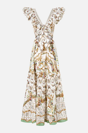 TIERED DRESS WITH NECK FRILL