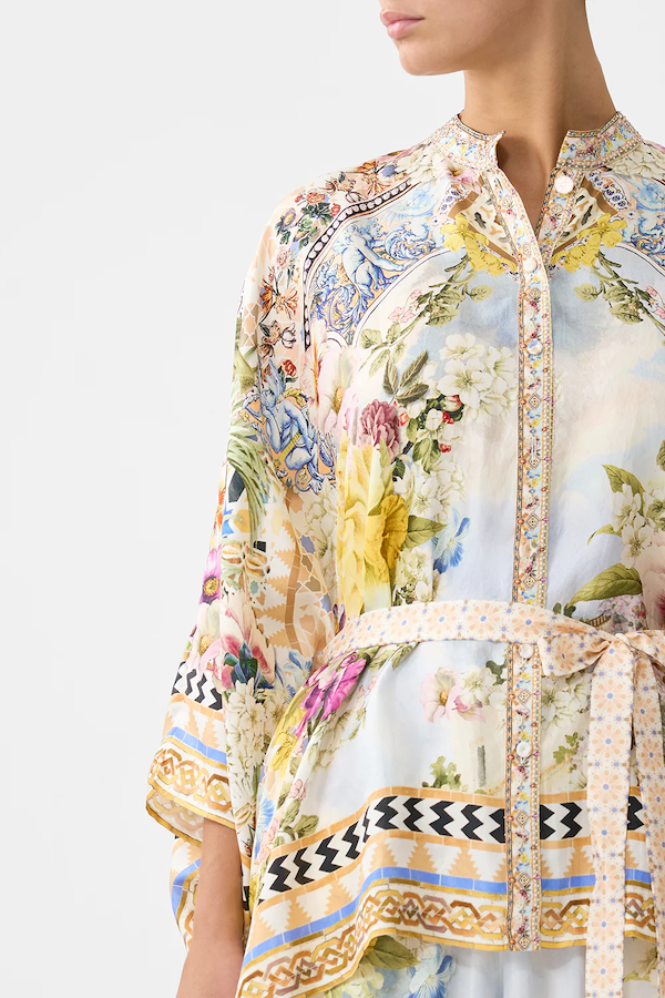 BUTTON THROUGH SCARF BLOUSE