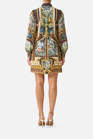 COLLARED SHIRT DRESS WITH PINTUCKS
