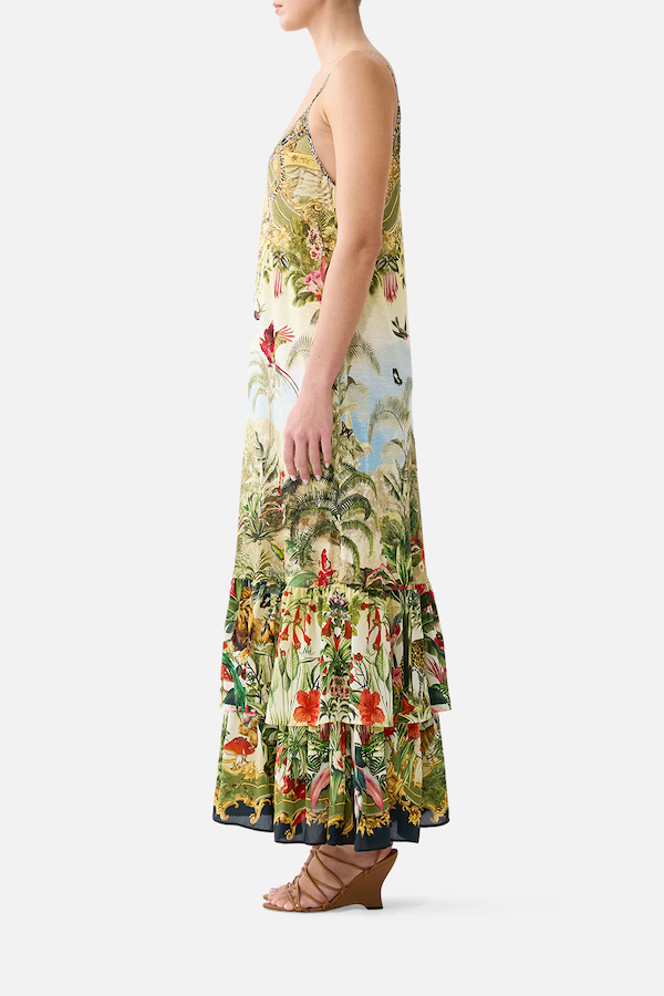 STRAPPY MAXI DRESS WITH TIERS