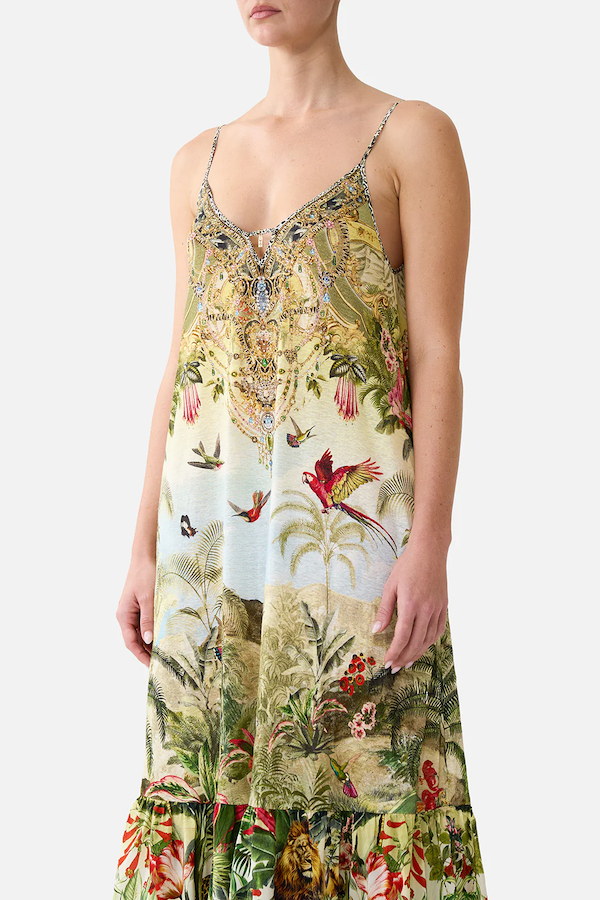 STRAPPY MAXI DRESS WITH TIERS