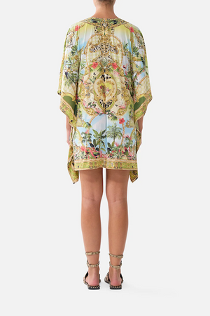 SHORT V NECK KAFTAN WITH RING FRONT TRIM