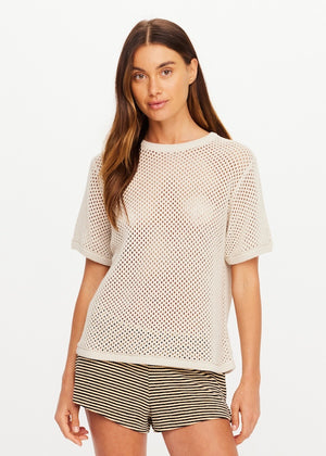 KNIT CASEY TEE - CREAM