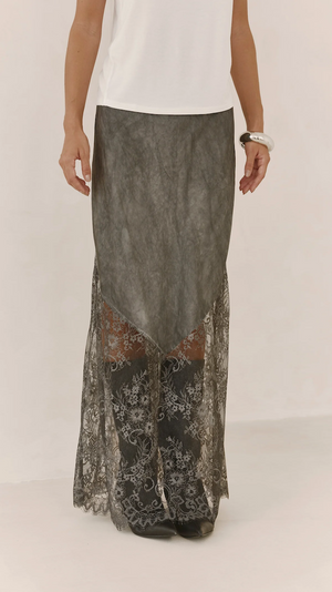 SOLENE LACE SKIRT - GREY