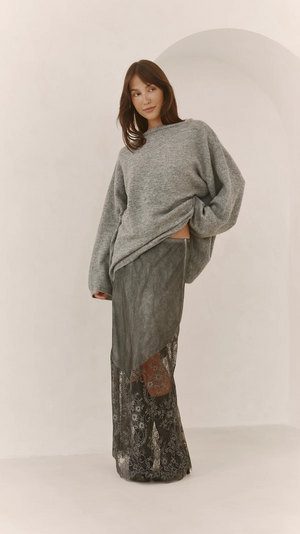 SOLENE LACE SKIRT - GREY