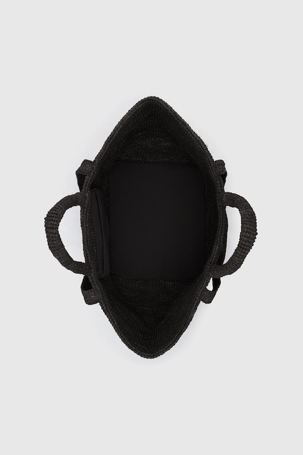 AMIR STRAW TOTE - BLACK