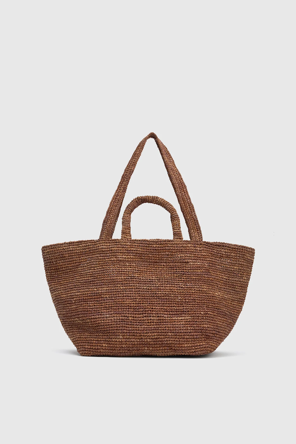 AMIR STRAW TOTE - CHOCOLATE