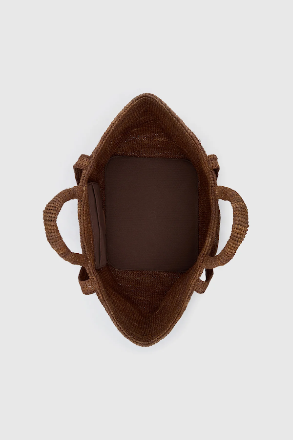 AMIR STRAW TOTE - CHOCOLATE