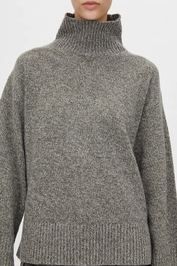 BRECCIA WOOL KNIT SWEATER - KHAKI TWILL