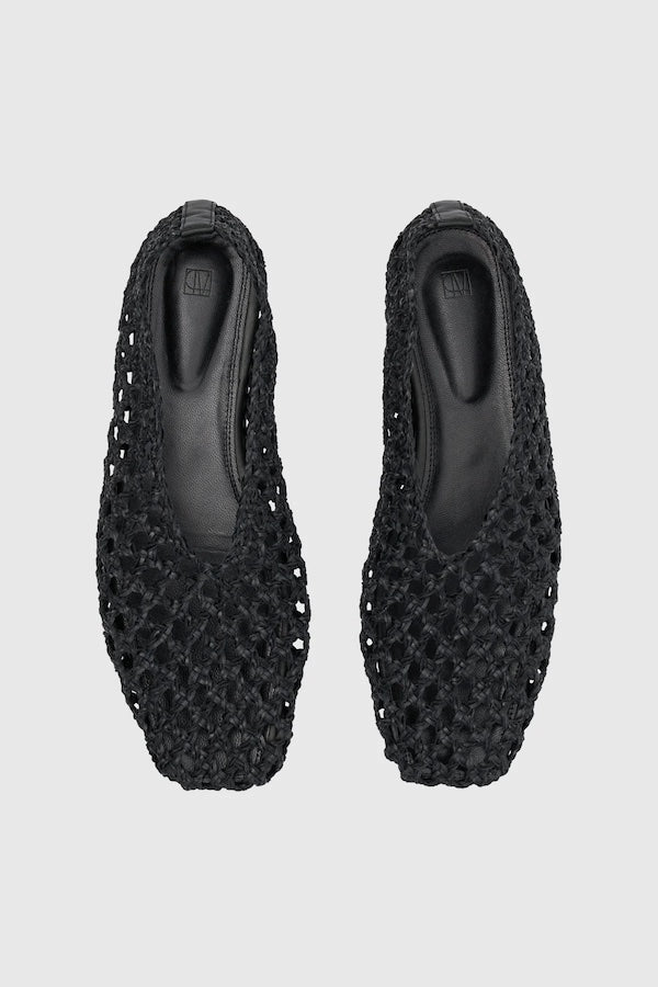 CHRISTINE BRAIDED FLAT - BLACK