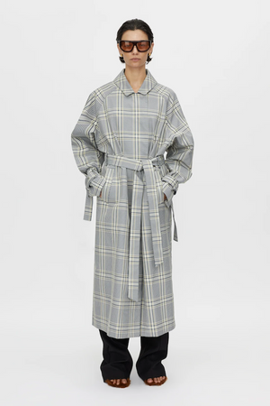 DELTA PLAID TRENCH