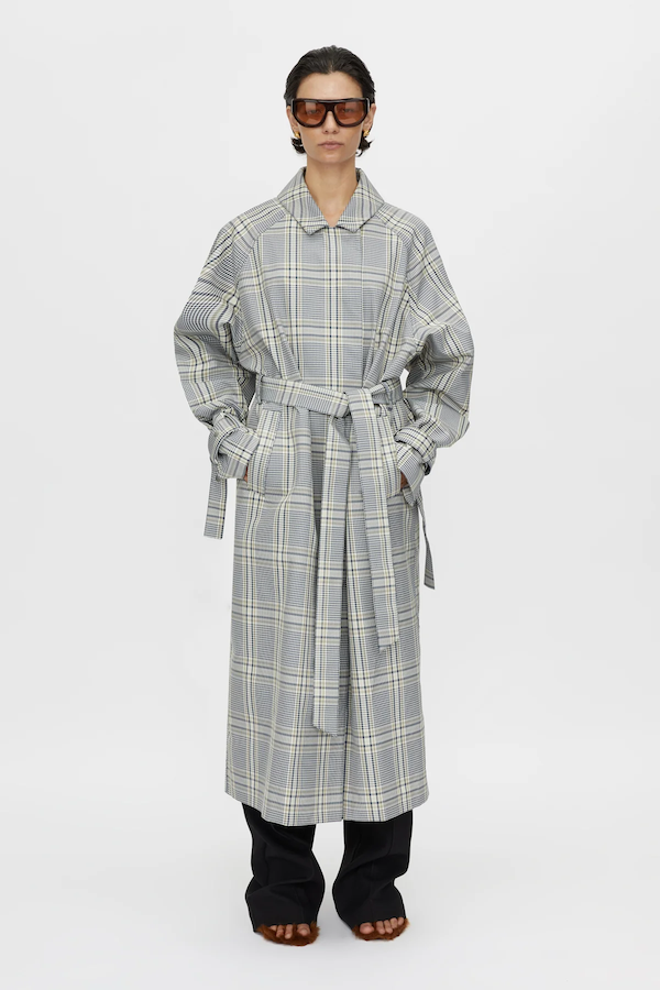 DELTA PLAID TRENCH