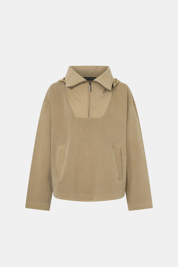 EIRA HEAVY JERSEY HOODED PULLOVER - OYSTER