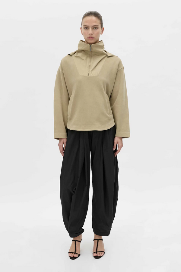 EIRA HEAVY JERSEY HOODED PULLOVER - OYSTER