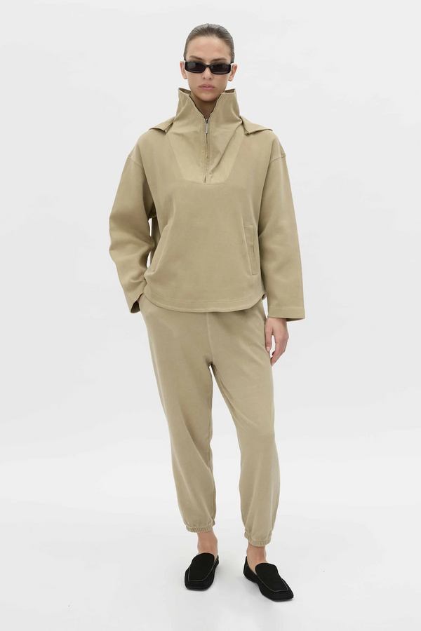 EIRA HEAVY JERSEY HOODED PULLOVER - OYSTER