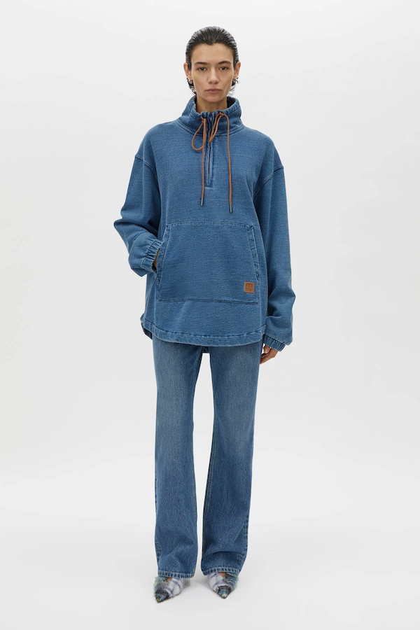 MEENA DENIM FLEECE PULLOVER - CLASSIC BLUE