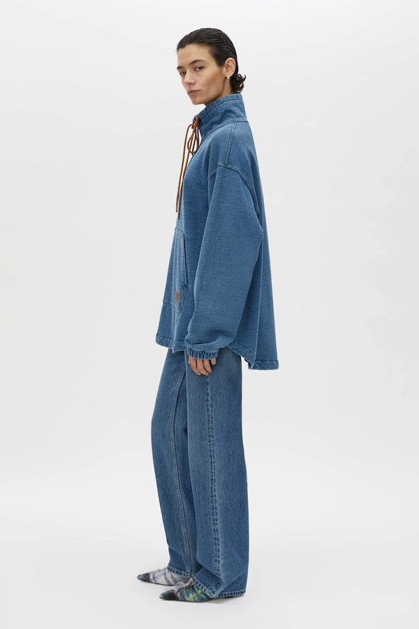 MEENA DENIM FLEECE PULLOVER - CLASSIC BLUE