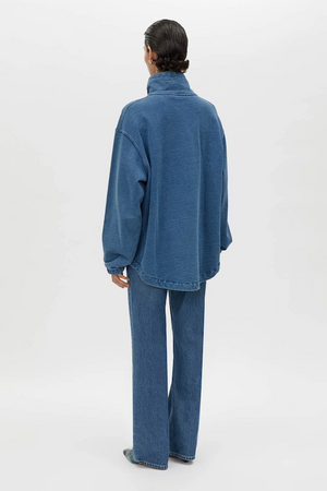 MEENA DENIM FLEECE PULLOVER - CLASSIC BLUE