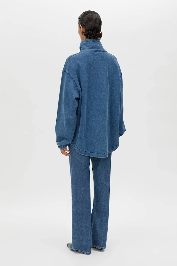 MEENA DENIM FLEECE PULLOVER - CLASSIC BLUE
