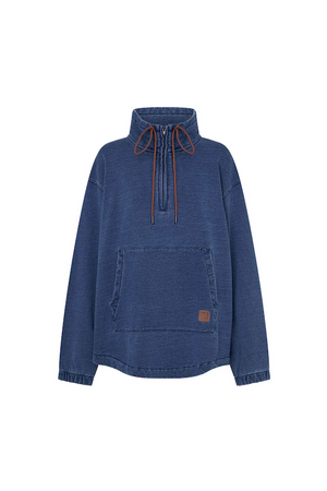 MEENA DENIM FLEECE PULLOVER - CLASSIC BLUE