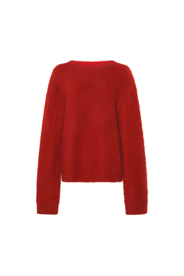 MEIER BRUSHED KNIT SWEATER - DEEP RED